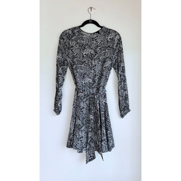 NEW The Kooples Women's Paisley Print Belted Mini Dress in Black Size 1 (US4) - Picture 8 of 16